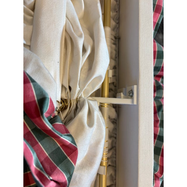 Custom Plaid Silk-Style Taffeta Balloon Shade With Original Lift Hardware, 60” For Sale - Image 15 of 17