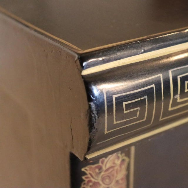 Early 20th Century Chinese Ebonized & Gilt Credenza With Figural & Floral Soap Stone Inlay 20thC For Sale - Image 16 of 17