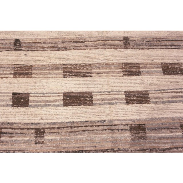Nazmiyal Collection Earthy Brown Grey Modern Wool Pile Rug For Sale In New York - Image 6 of 7