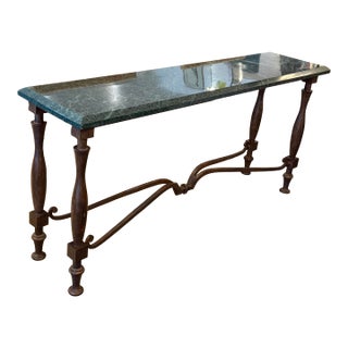 French Baroque Empress Green Marble Console Table For Sale