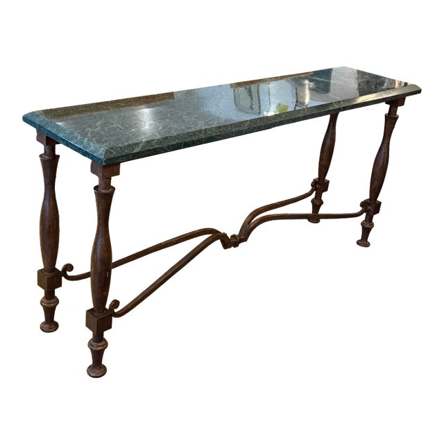 French Baroque Empress Green Marble Console Table For Sale