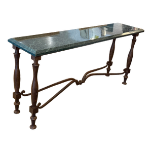 French Baroque Empress Green Marble Console Table