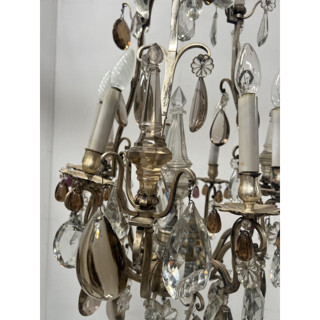 Gold Louis XV Style Cage Chandelier with Pendants, Late 19th Century For Sale - Image 8 of 16