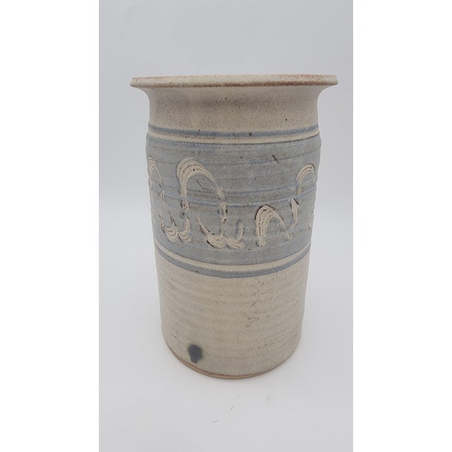 Vintage Studio Pottery Tall Vase with Scraffito For Sale - Image 10 of 12