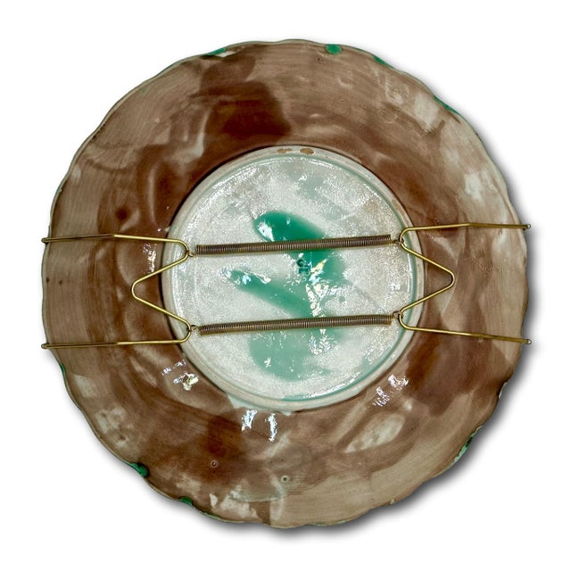 Green Beautiful 1880s Antique Victorian Majolica Dish With Bracket for Wall Plate Hanging Display - Great Colors For Sale - Image 8 of 18