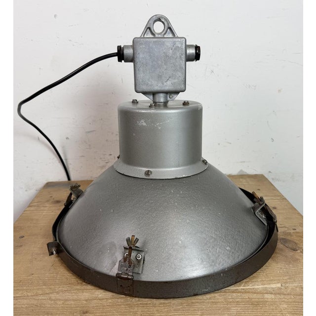 Industrial Grey Hammer Paint Pendant Lamp from Elektrosvit, 1960s For Sale - Image 13 of 18