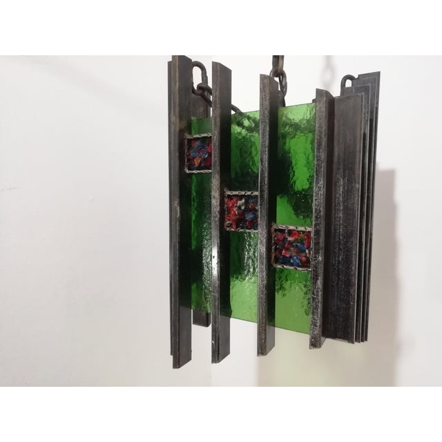 Iron and Glass Ceiling Lamp, Italy, 1960s For Sale - Image 9 of 9