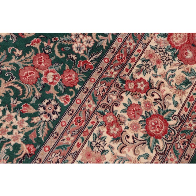 1990s Shabby Chic Kashan Pak-Persian Green/Beige Wool Rug - 8'2'' X 10'3'' For Sale - Image 5 of 8