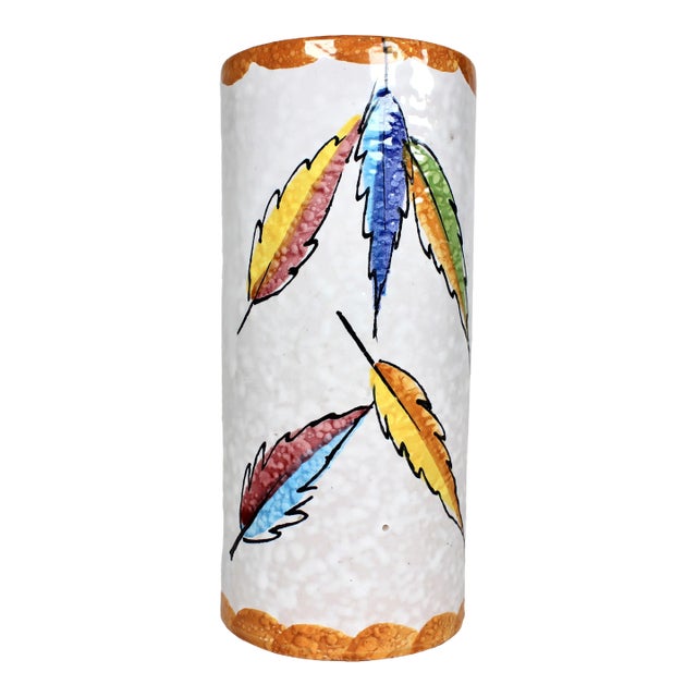 1950's Hand Painted Italian Ceramic Vase For Sale