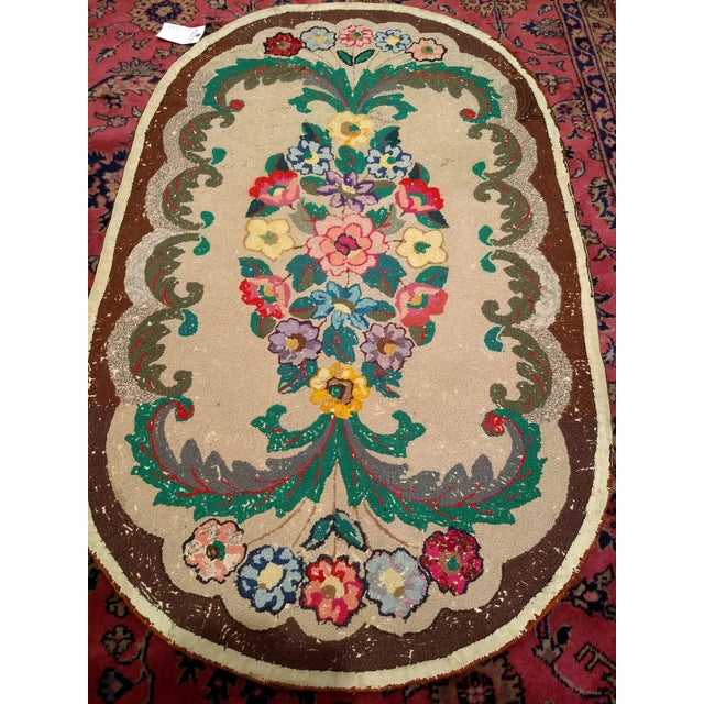 Early American Handmade Hooked Rug 3’ x 4’ 9” Chairish