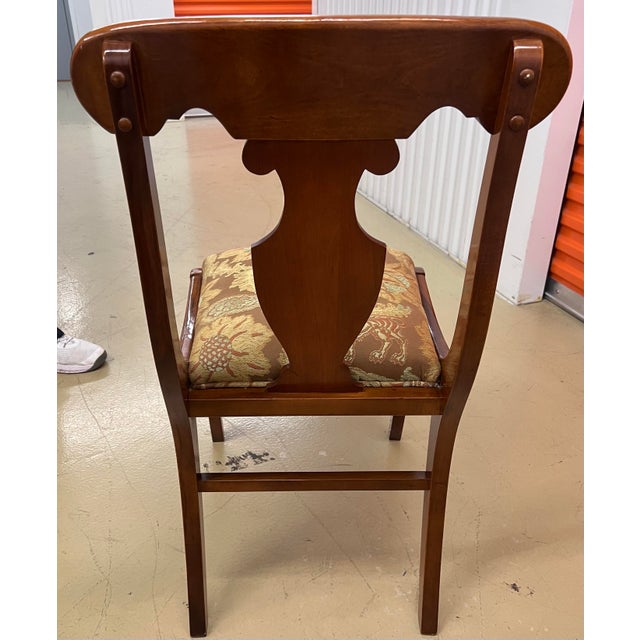 Drexel Heritage 1960s Drexel Heritage Dining Chairs in Solid Cherry Reupholstered in Designer Schumacher Fabric - Set of 6 For Sale - Image 4 of 12