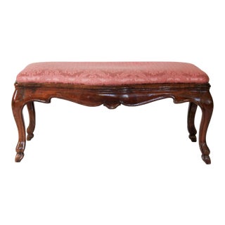 Upholstered Antique Bench For Sale
