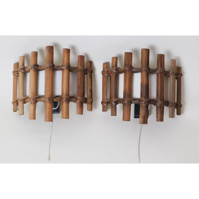 Antique Bamboo Wall Sconces in the style of Louis Sognot, 1960s, Set of 2 For Sale - Image 14 of 16