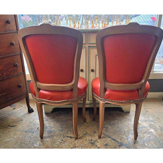 1940s Vintage French Side Chairs a Pair For Sale - Image 5 of 12