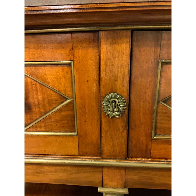 Early 19th C. French Empire Mahogany & Brass Cabinet, Faux-Marble Top For Sale In New York - Image 6 of 14
