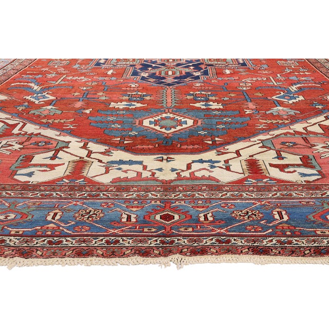 Late 19th Century Persian Serapi Rug, 10'09 X 18'10 For Sale - Image 4 of 10