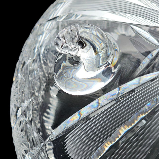 Mid 20th Century Bohemian Queen Anne’s Lace Cut Crystal Footed Bowl, 24% Lead Glass, Sawtooth Rim For Sale - Image 11 of 16