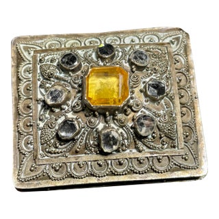 Mid 20th Century 900 Solid Silver Marked Sura Ornate Filagree Jewelry Box For Sale