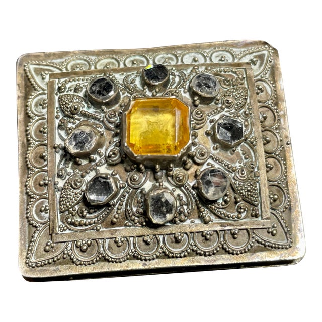 Mid 20th Century 900 Solid Silver Marked Sura Ornate Filagree Jewelry Box For Sale