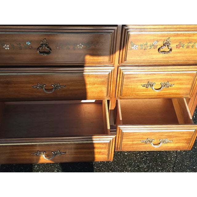 Brown Henry Link Furniture Ornate and Partial Gilt Dresser With Lenoir Plated Wall Mirror For Sale - Image 8 of 10