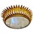 Large Spanish Crown Sunburst Fixture in Gilt Metal and Frost Glass, 1950 For Sale - Image 10 of 10