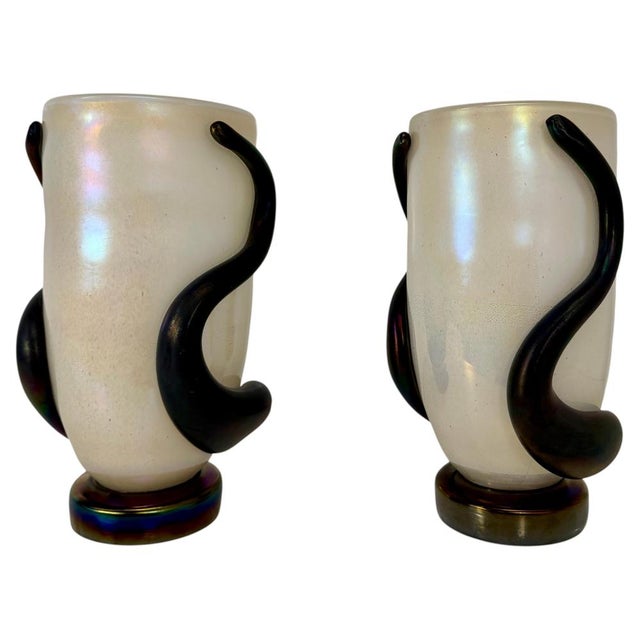 Murano Black and White Glass Vases by Cenedese, 2000s, Set of 2 For Sale - Image 11 of 11