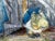 "Mutual Admiration" Flower Mid-Century Modern Oil Painting Monterey Artist Mid-Century Modern painting of a little blonde...