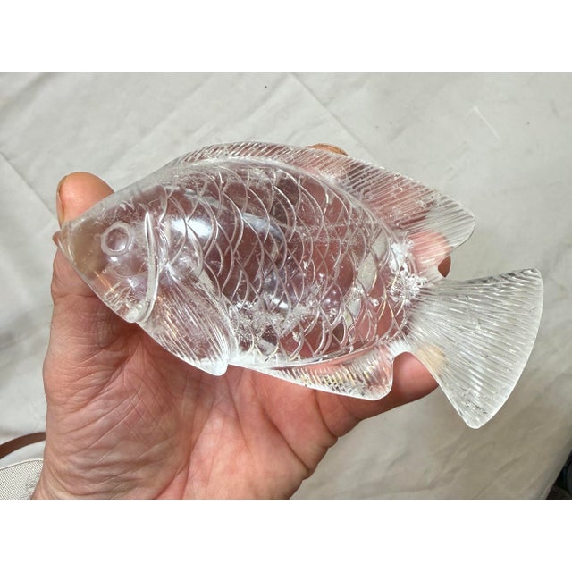 Chinese Antique Hand Carved Chinese Fish Figural Rock Crystal Stone Sculpture Statue For Sale - Image 3 of 13