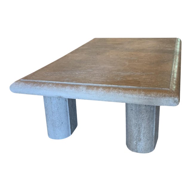 1980s Rectangular Travertine Stone Coffee Table For Sale
