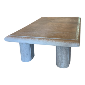1980s Rectangular Travertine Stone Coffee Table