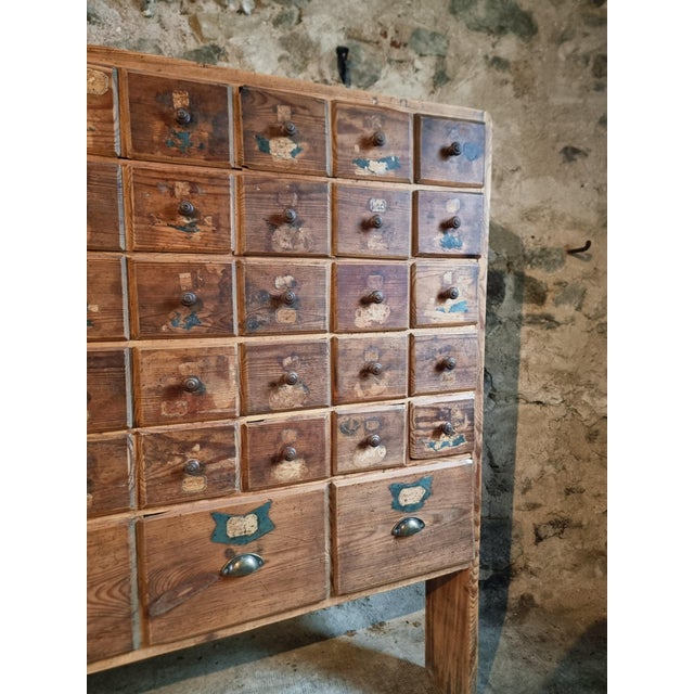 Brown Antique Apothecary Cabinet with Drawers in Pine, 19th Century For Sale - Image 8 of 18