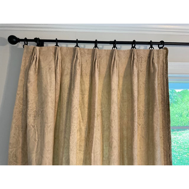 Set of 4, Rose Tarlow Drapery Panels With Lining, Interlining and Fringe For Sale - Image 9 of 15