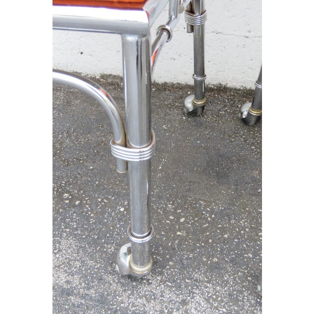 Chrome Bamboo Glass Top Dining Dinette Table With 4 Chairs on Casters 6289 For Sale - Image 17 of 18