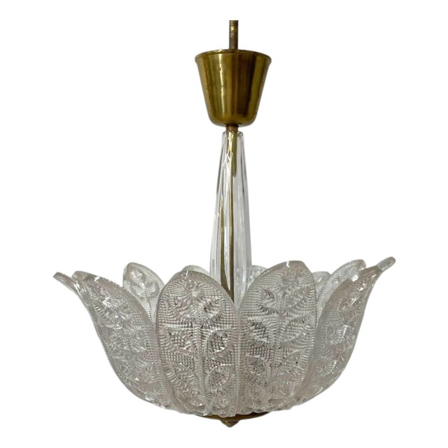 1940s Carl Fagerlund Slumped Glass Pendant Light, Attributed For Sale