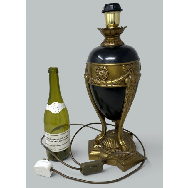 Blue Antique Vintage Pair Cobalt Blue Gold Bronzed Porcelain Electric Table Lamps For Sale - Image 8 of 8