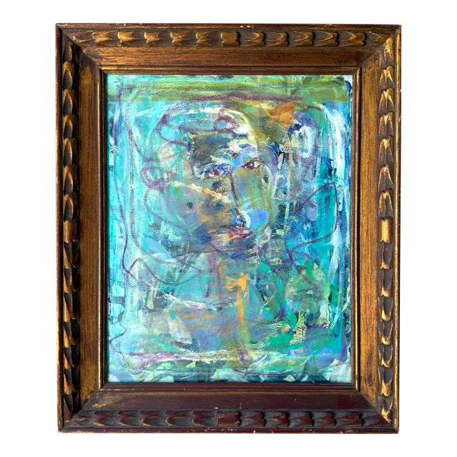 Abstract Mixed Media Portrait Painting For Sale