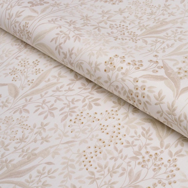 English Boråstapeter Nocturne Fabric In Stone And Gold For Sale - Image 3 of 5
