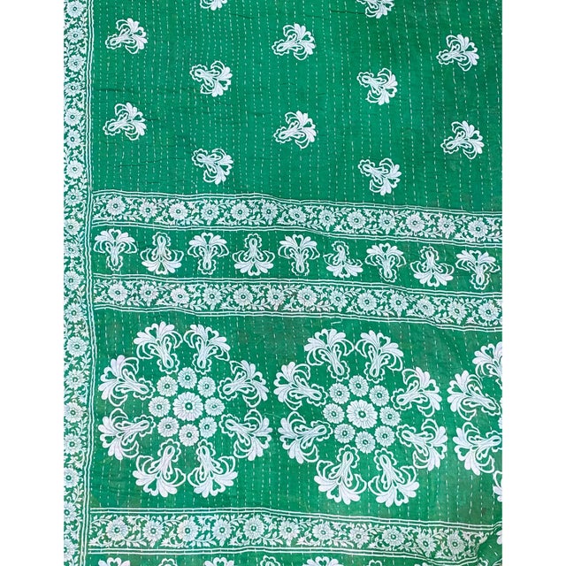 Vintage Indian CottonThrow Kantha Quilt 87" by 55" W For Sale - Image 9 of 9