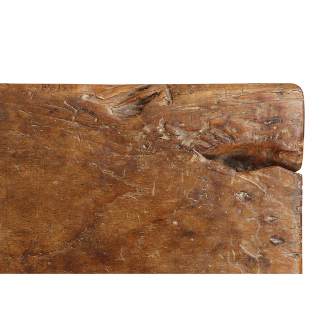 Brown Primitive Plank Wood Bench For Sale - Image 8 of 8