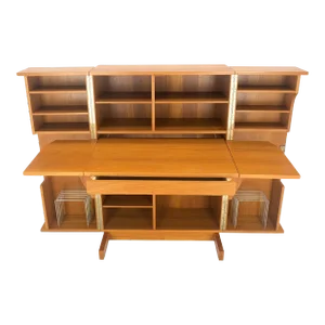 Danish Mid Century Teak Box Wooton Folding Desk Writing Table File Cabinet