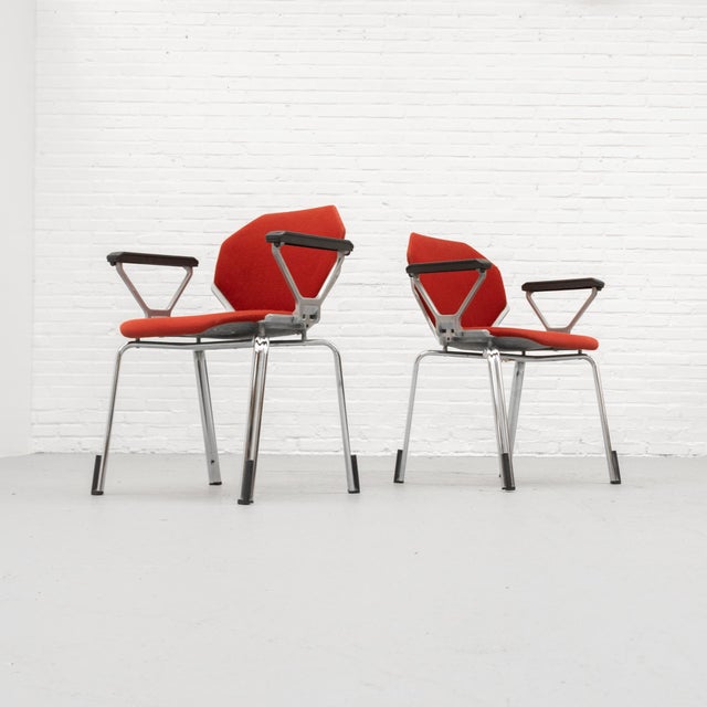 Hexagonal chair by Fröscher Sitform, produced in Germany in the 1970s. The design combines a chrome-plated metal base with...