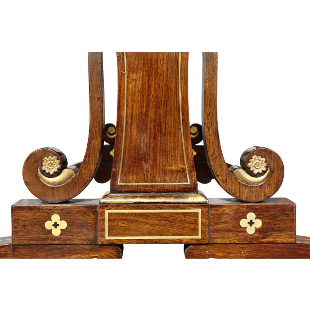 Early 19th Century Regency Rosewood and Brass Inlaid Writing Table For Sale - Image 5 of 13