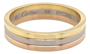 Cartier Vendome Louis 18k Tri Color Gold 4.8mm Wedding Band Ring W/Cert-Size 8.5