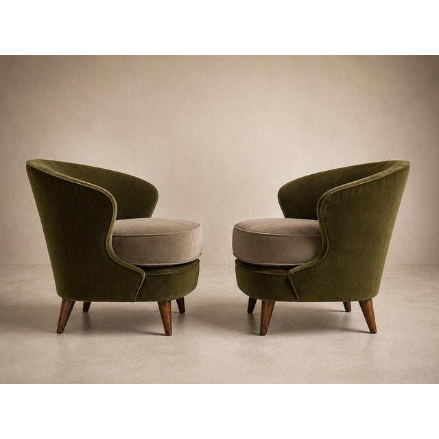 1960s Pair of “Concha” Armchairs in Two-Tone Mohair by Joaquim Tenreiro, Brazil, 1960s For Sale - Image 5 of 18