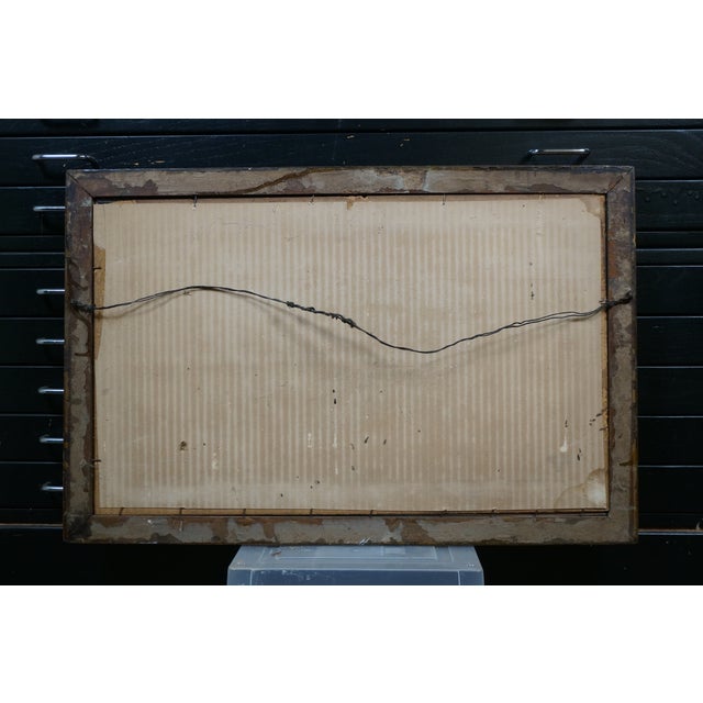 Blue Antique Ernest C Rost Last Sheaf Country Farm Harvest Landscape Etching 30" For Sale - Image 8 of 11