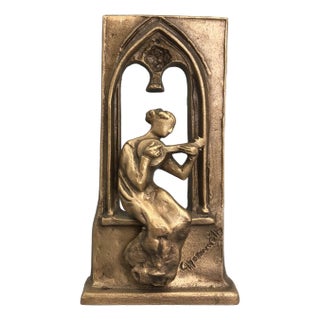 Limited Bronze Figure of Lute Player by Gyarmathy János, 1960s For Sale