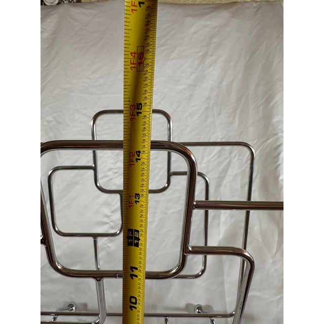 1960s Very Rare and Unique, Chrome Geometric Magazine Rack For Sale - Image 5 of 7