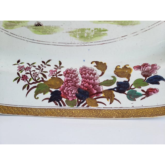 Ceramic 19th Century Mason's Ironstone Pagoda Motif Platter For Sale - Image 7 of 12