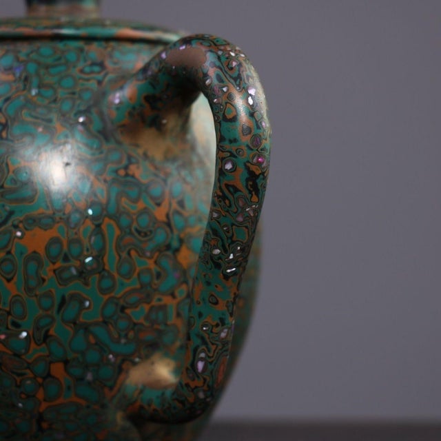 Exquisite vintage Chinese Yixing zisha clay teapot finished with traditional Daxi lacquer craft, a treasured intangible...