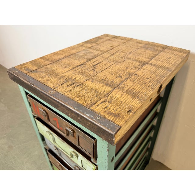 Wood Vintage Industrial Iron Chest of Drawers, 1950s For Sale - Image 7 of 15